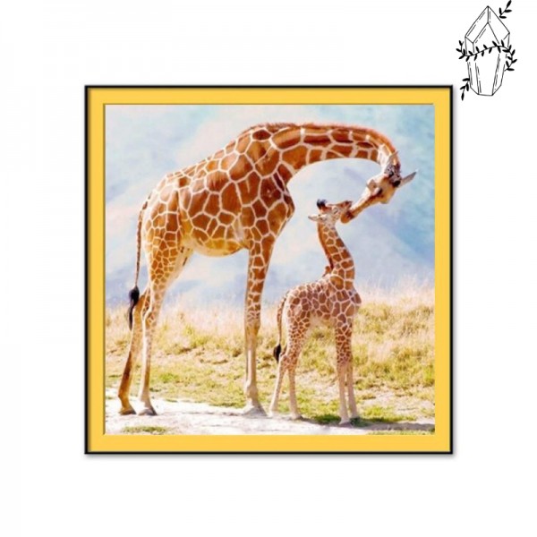 Broderie diamant Girafe et girafon