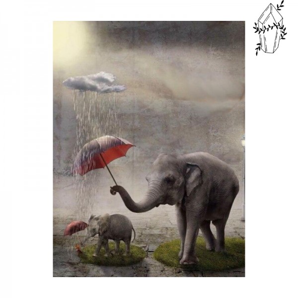 Broderie diamant Éléphant avec un parapluie