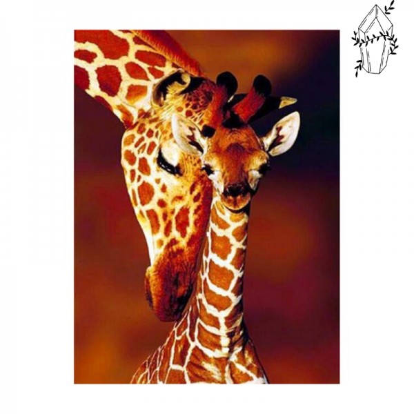 Broderie diamant Girafe et girafon