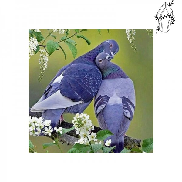 Broderie diamant Couple de pigeon