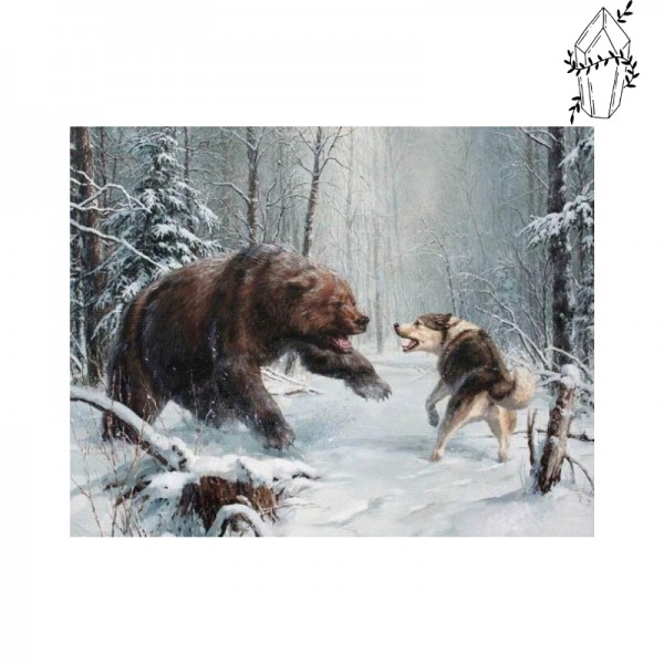 Broderie diamant Ours & Loup