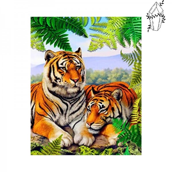 Broderie diamant Couple de Tigre du Bengale